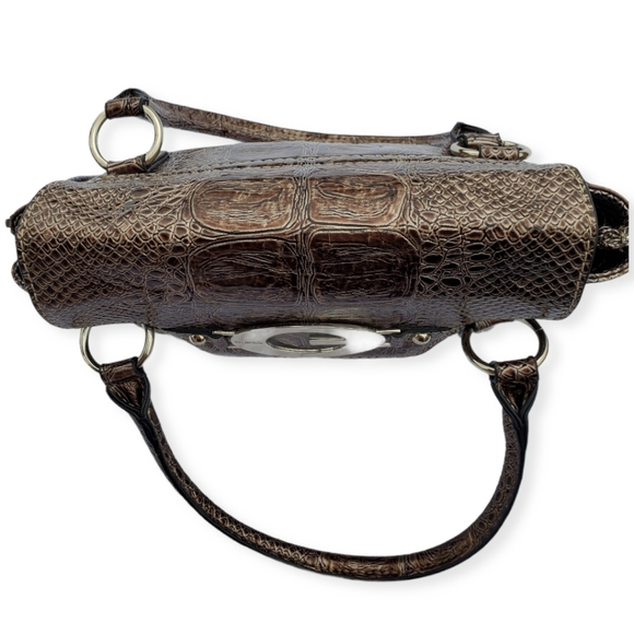 GUESS Portocall Mini Brown Alligator Embossed Baguette Handbag - Picture 4 of 16